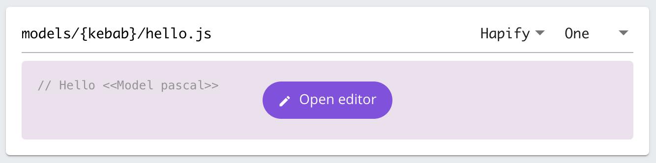 Hapify GUI - Boilerplate template open editor